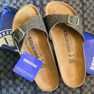 Birkenstock Madrid BS Magic Snake Khaki Size 35 Narrow New With Tags
